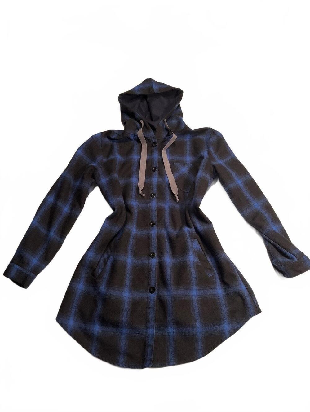 Grace Karin Women's Millennial Style Hooded Button-Up Plaid extra long Hoodie